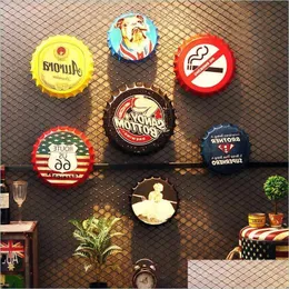 Metal Pintura de cerveja Tampa de tampa de uísque vintage placa de metal lata cafe bar pub sinalizador decoração de parede retro pinturas redondas redondas dhtvu