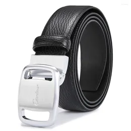 Belts Ciartuar Genuine Leather Belt Designer Metal Gold Smooth Buckle Casual High Quality Business Strap For Men Gift
