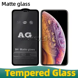 Ag Full Cover Anti FingerPrint Screen Protector Matt Tempererat glas f￶r iPhone 14 Max 13 12 Pro Max X XR 7 8 11