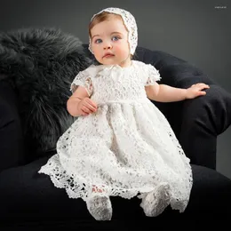 Mädchen Kleider Entzückendes Taufkleid für Baby 2022 Blumenmädchen Spitze Kurzarm Outfit Taufkleider Kleinkind Segen