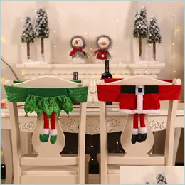 Dekoracje świąteczne świąteczne krzesło z tyłu er Santa Elf Elf nogi krzesła do dekoracji kuchni jadalnia świąteczna atmosfera orname dhfni