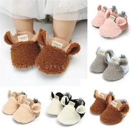 İlk Walkers Sonbahar Born Baby Shose Erkek Kız Kızlar Toddler Ayakkabılar Polar Sıcak Yumuşak Kar Giden Bebek 018m 221107