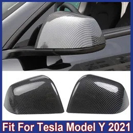 Araba aksesuarları 2pcs araba yan kapı ayna kapağı Tesla için Tesla Model Y 2021 Otomatik dış dekorasyon kenarları dikiz ayna kapağı