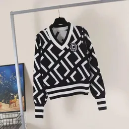 Luksusowe ubrania Sweter damski dla kobiet designerskie swetry swobodny druk kontrastowy kolor długi czasoprzestrzenny Klasyczny Jumper Women 22ff