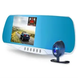 2CH Auto DVR Voertuig Dashcam Mirror Windscherm Videorecorder 1080P Full HD 4 3 170 ° Night Vision G-Sensor Parkeermonitor Auto Zwart BO296K