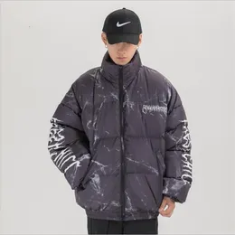 Erkekler Down Fashion Hip Hop Ceket Parka Beat Bear Baskı Men Kış Büyük Boy Rüzgar Yem