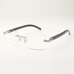 Buffs -bril Frames 0286 met natuurlijke zwarte buffelhoorns en 56 mm duidelijke lenzen