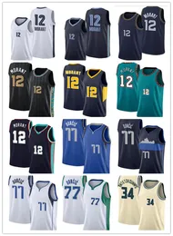 2022 Top JA 12 Morant Basketball Jerseys giannis 34 Antetokounmpo 77 Lukadoncic 75 주년 기념 저지 소매없는 탑 남성 청소년 ki