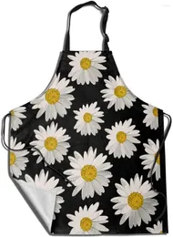 Fartuchy urocze dla kobiet fartuch czarny wodoodporny kuchnię do pieczenia kuchennego Grilling Daisy 31,5x27,5 cala