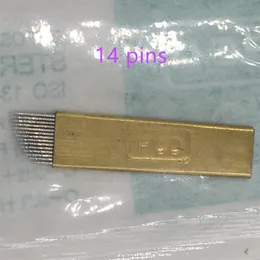 100pcs PCD 14-pinowe mikroblading trwałe makijaż ręczny haft igły haft 3D Tatuaż brwi 268Y