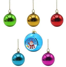 Decorations Sublimation should be heat transfer blank 6-color 8CM round plastic Christmases ball ornaments Christmass tree ornaments Inventory 1108