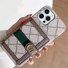 Luxury Designer Leather Phone Cases Twill Card Holder Armband för iPhone 15 14 Pro Max 12 13 11 XR XS X 7 8 PULS Skyddsskydd