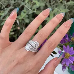 Śliczny kamienny kwiat regulowany srebrny pierścionek dla kobiet Wedding zaręczynowy biżuteria mody 2022 NOWOŚĆ