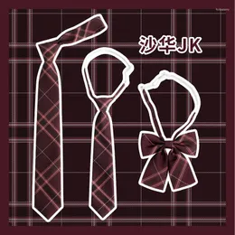 Bow Ties Shahua JK Tie Shirt Women's Japanese Uniform Lazy Bow-Free College Style Plaid DK Hand Men Corbata Verde Hombre