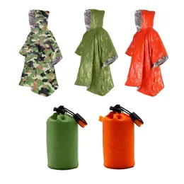 야외 도구 비상 방수 레인 코트 알루미늄 영화 일회용 판초 콜드 단열 빗물 담요 생존 도구 캠핑 장비 221107