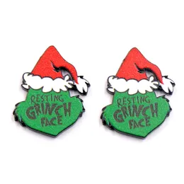 2022 Grüne Acryl Weihnachten Grinch Ohrringe Mädchen Weihnachten Neujahr Geburtstag Schmuck Geschenk