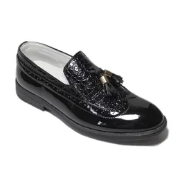 Sneakers Boys Leather Shoes Kids Formal For Party Wedding Dress Black Patent Slip on Round Toes Tassel Performance Oxfords 221107