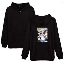 Herrtröjor uzaki chan vill umgås säsong 2 anime blixtlås hoodie kvinnor män huva tröja länge ärm