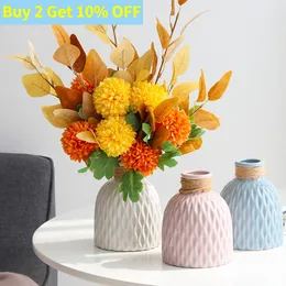 Wazony Nordic Ins Work Home Decor Anti-Ceramic Imitation Rattan Flower Vase Pot Odeporacja pokoju ślubnego