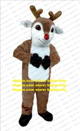 Röd näsa Randy Reindeer Mascot Costume Christmas Rudolph Caribou Adult Cartoon Boutique Present Manners Ceremony Zz7608