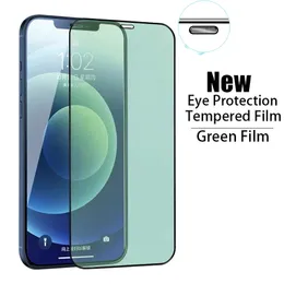 Pełna osłona Zielone światło ochrona oka na iPhone 12 13 Mini XR XS 11 14 Pro Max Screen Protector iPhone 6s 7 8 Plus Odbiornik odporny