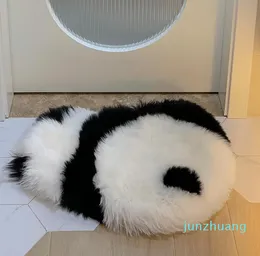 Tasarımcı -Carpets Cutelife Sevimli Panda Yün Kabarık Beyaz Halı Mutfak Oturma Odası Ev Dekorasyon Çocuk Yatak Odası Çörek Giriş Kapısı