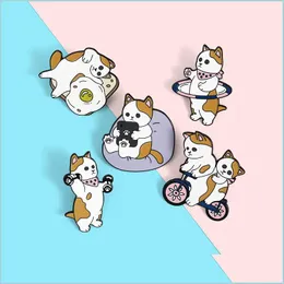 ピンブローチ自転車猫カワイイエナメルブローチピン女性ファッションドレスコートシャツデミンメタルピンバッジプロモーションギフトdhfys