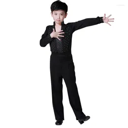 Stage Wear 2022 Boy Latin Dancear Ruffly Niebieski biały czarny czarny sala balowa Modern Boys Dance Costumes Ubrania