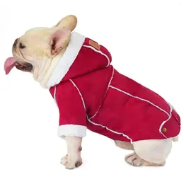 Abbigliamento per cani Moda Piccoli vestiti invernali caldi Cappotto con cappuccio Giacca per animali domestici Tinta unita Patchwork Felpa con cappuccio Cucciolo