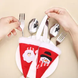 Christmas Decorations For Home Tableware Knife Fork Set Lovely Hat Storage Tool Cutlery Holder Bag Year 2022 Gifts