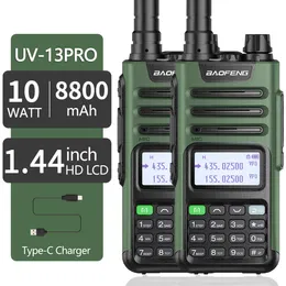 Walkie Talkie 2PC Baofeng UV-13 Pro 10W 고급 전력 프로 지원 유형 C 충전기 장거리 거리 업그레이드 UV-5R BF-9R 221108