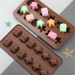 12-Cavity Star Gift Silicone Morn Diy Chocolate Cookies Pudding Candy Christmas عيد ميلاد عيد ميلاد أدوات الخبز MJ1064