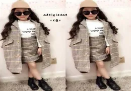 Mihkalev Girl Fall Outfits 2021 Autumn Inverno Bambini Set Coat Skirt Baby Baby Tracksuit Set di vestiti per bambini X0407870851