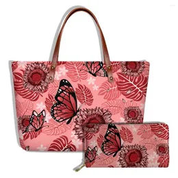 Evening Bags ELVISWORDS Luxury Women Handbags&Purses Set Animal Flowers Printing Shoulder Lady Top-Handle Bag Custom Casual Tote Wallet