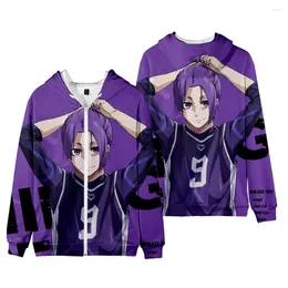 Erkek Hoodies wamni mavi kilit fermuar 2022 anime 3D baskı kapüşonlu sweatshirt adam kadın moda tarzı uzun kollu gündelik zip kapüşon