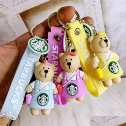 Party Favor Key Ring Chain Bag Pendant Cute Cartoon Shaped Mug Cup Coffee Doll Keychain Lovers Valentine Day Gifts Wedding Party Fav Dhlc8