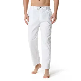 Herren-Hosen, Baumwolle und Leinen, leicht, elastische Taille, lässig, locker, Junge, 12, warm