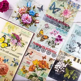 Hediye sargısı büyük boyutlu vintage çiçek ve kuş malzeme kağıdı diy scrapbooking hurda dergi taban dekorasyon