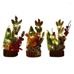 Mini albero di decorazioni natalizie per casa e ufficio piccolo con ornamenti a pigna