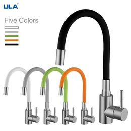 Kitchen Faucets ULA colorful hose kitchen faucet black chrome cold water mixer tap sink for stainless steel 221108