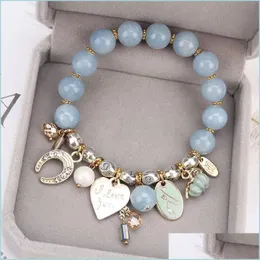 Beaded Luxury Design Womens Holiday Gift Natural Gemstone Strands Metal Charm Bracelet Drop Delivery Jewelry Bracelets Dhrjy