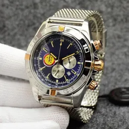 Quartz de luxo Assista ao cron￳grafo masculino Patrouille Air Gold A￧o inoxid￡vel Navitimer Dois tons Dial azul 50ﾺ Anniversary Wristwatches Presente de Natal