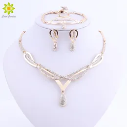 Set di gioielli da sposa indiano per spose alla moda perle africane nigeriane Dichiarazione di colore in oro Collana per donne 221109