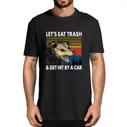남자 T 셔츠 너구리 let 's eat trash get a cot cotton 셔츠 참신한 빈티지 티셔츠 유머 여자 탑 티 스트리트웨어