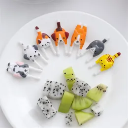 Forks de alimentos para frutas de animais mini desenho animado crianças lanche bolo de sobremesa picareta de frutas decoração de festa