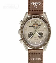 Hohe Qualität 2022 Mond Sommer Neuer Designer 6 Pins Mark Funktional Speedmaster Planet Quartz Watch Unisex Swatch Paar Uhr BB026055475