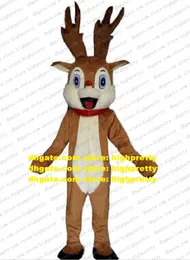 Natal Rudolph Red Nariz Renavera Mascote Costume Deer Caribou Cartoon Adulto Caracteres de Caracteres Figura Festival Presente ZZ7903