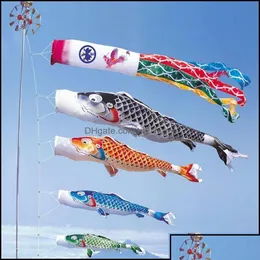 Dekoratif Nesneler Figürinler 40/70/100 cm Japonya Tarz Sazan Rüzgar Çorap Bayrak Çanları Asma Dekorasyonlar Yard Koinobori Dekor 265902 DRO OTAB7