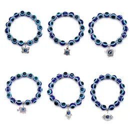 Braccialetti malvagi braccialetti fili perline per donne elefanti fatima fiore a mano gufo tartaruga ciondolo a sospensione fascino da moda mitilanti uomini in resina perle blu regalo gioielli