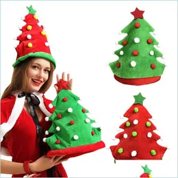 Festhattar god jul hatt röd grön träd kepsar guld veet tyg adt barn år kostym tillbehör droppleverans hem trädgård festiv dhzex